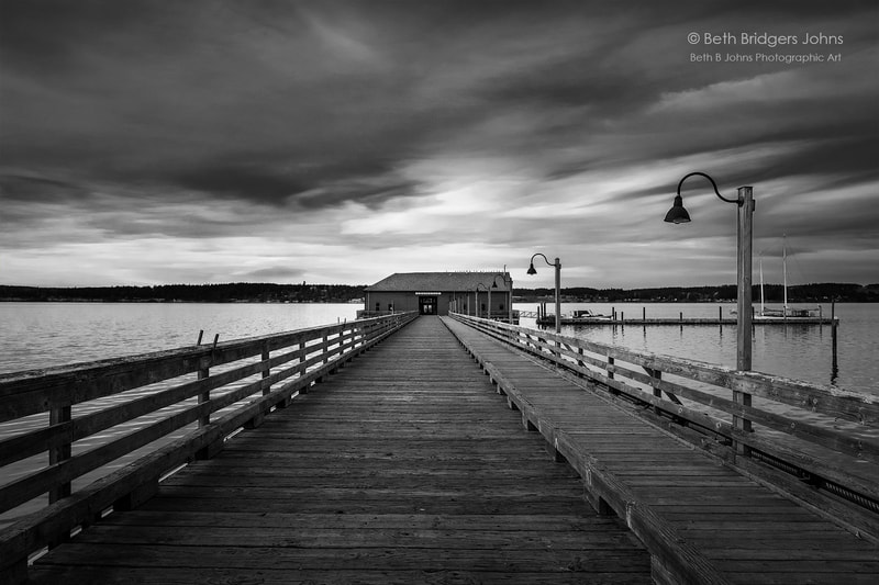 Coupeville, Penn Cove, Coupeville Wharf, Pier, Whidbey Island, Beth B Johns Photographic Art, black and white photography